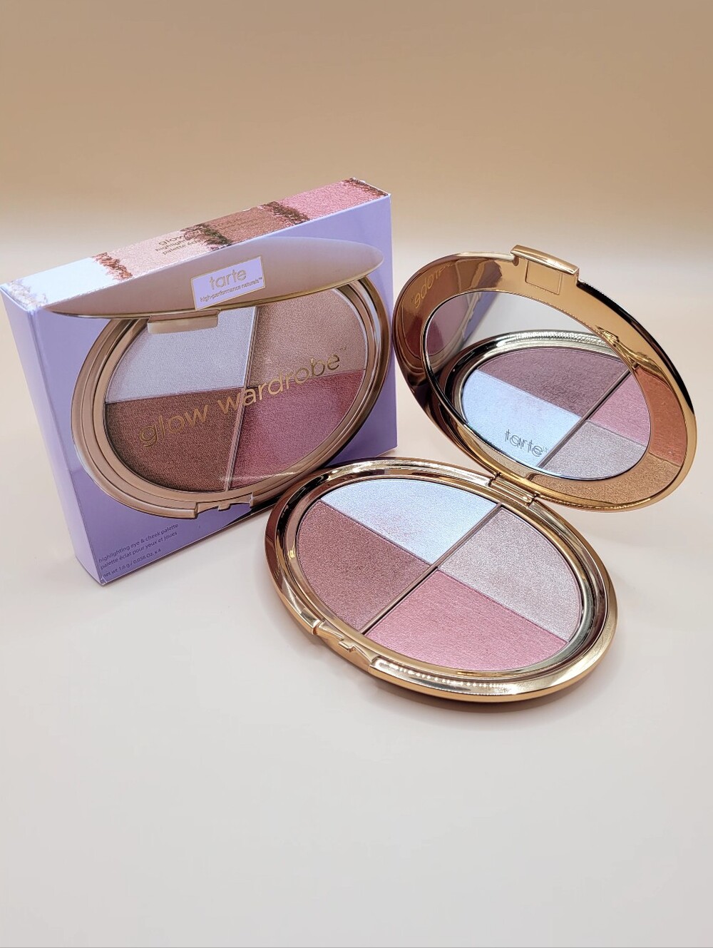 tarte Glow Wardrobe Highlighter Palette — Pink & Champagne Shimmer